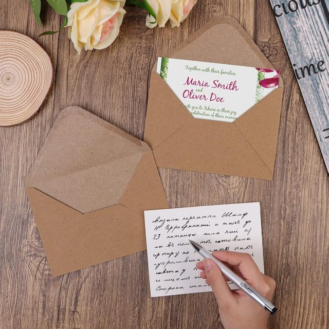 50er-Pack Vintage Kraft-Umschläge C6 in Braun mit Selbstklebeverschluss für Hochzeiten und Einladungen, Breite: 11,4 cm, Höhe: 16,2 cm - Bild 1