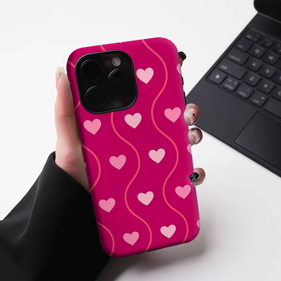 Potdemiel Handyhülle Fuchsia Wave & Heart für iPhone 17 16 15 14 13 Pro Max Plus, robuste doppelschichtige Hülle mit Magnetfunktion - Bild 4