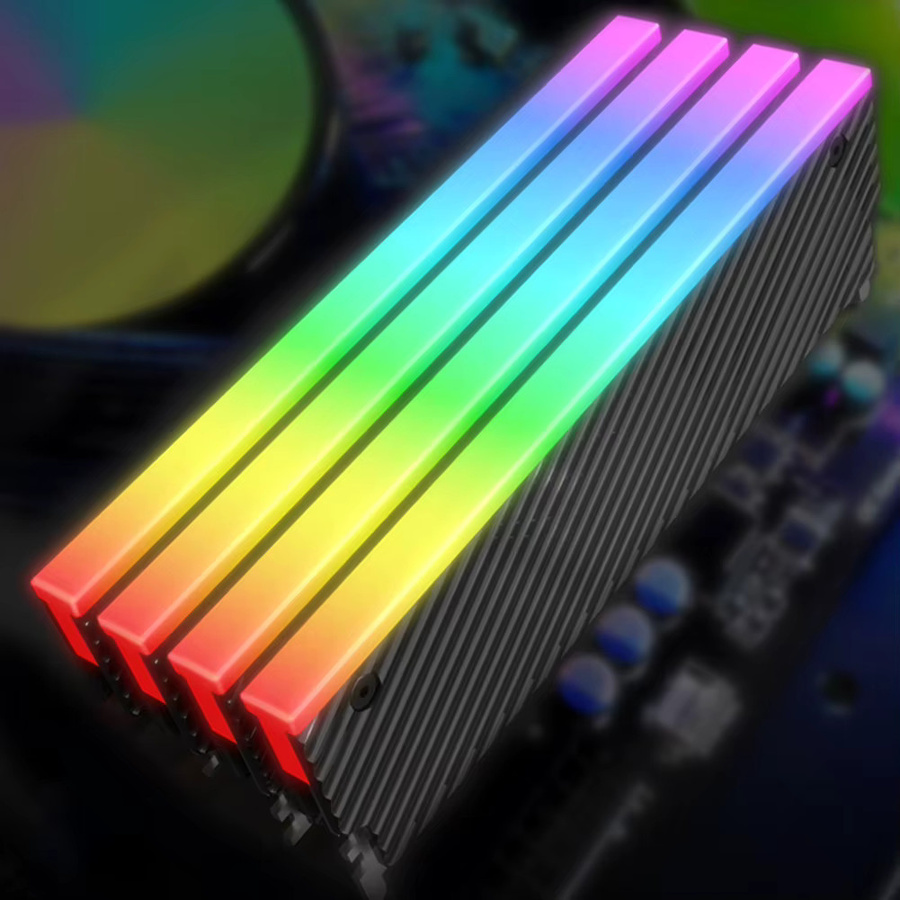 ALLOYSEED ARGB DDR Speicher-RAM-Kühler in Schwarz mit Thermischem Silikonpad für DDR2 DDR3 DDR4 DDR5 Desktop-Computer, 5V 3PIN Aura Sync kompatibel - Bild 3