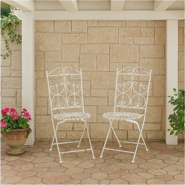 HTI-Living Gartenstühle 2er Set Romantic Garden in Weiß mit Zierornamenten B/T/H: 51 x 45 x 90 cm, 51 x 38 x 90 cm - Bild 1