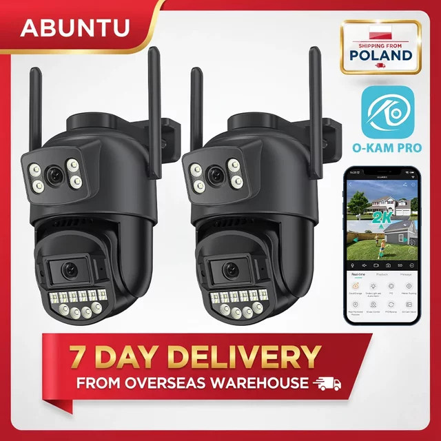 O-KAM PRO WLAN Sicherheitskamera mit Doppellinse und Doppelbildschirm, 10MP 5K HD Außenüberwachungskamera mit Nachtsicht, 2,4G/5G Dualband, Schwarz - Bild 1