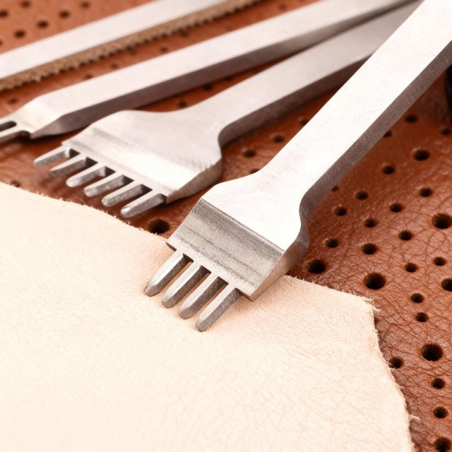 Handgefertigter Lederperforator aus weißem Stahl für DIY-Lederarbeiten, Set mit Stanzwerkzeugen in 3, 4, 5 und 6 mm - Bild 1