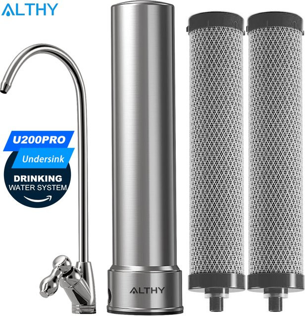 ALTHY U200PRO Küchen-Trinkwasserfilter für unter der Spüle mit Wasserhahn in Silber zur Reduzierung von Bakterien, Metall, Blei und Chlor - Bild 1