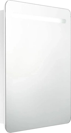 vidaXL LED-Spiegelschrank für das Badezimmer in Weiß Glänzend mit integrierter Beleuchtung und Soft-Close-Türen, B/T/H: 60 x 11 x 80 cm