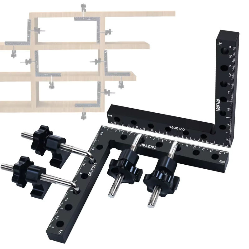 JIGHOLE 90-Grad-Positionierungsquadrate aus Aluminiumlegierung in Schwarz für die Holzbearbeitung und Tischlerei, B/T/H: 16,0 x 16,0 x 3,0 cm - Bild 6