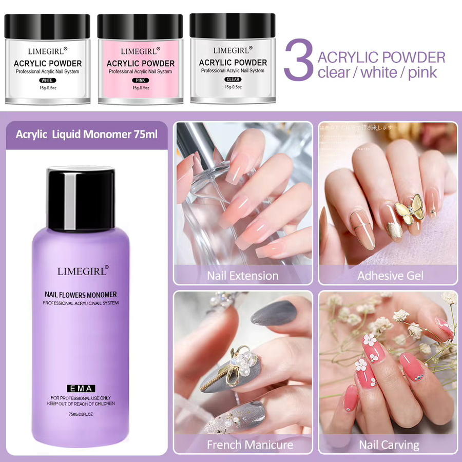 Limegirl Acryl Set, Nagelpulver und Monomer, Glänzend, Unisex - Bild 4
