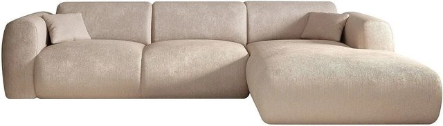Maison Céphy Ecksofa Pogni in Beige mit Samt-Bezug, Breite: 280 cm - Bild 1