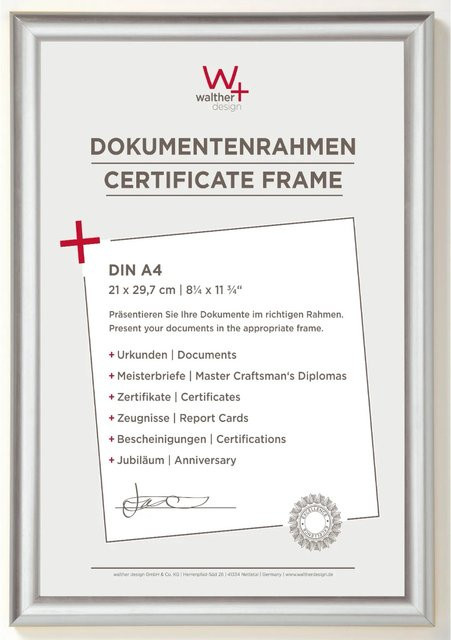 Walther Design Trendstyle Kunststoff Bilderrahmen Silber, B/H: 21,0 x 29,7 cm - Bild 1