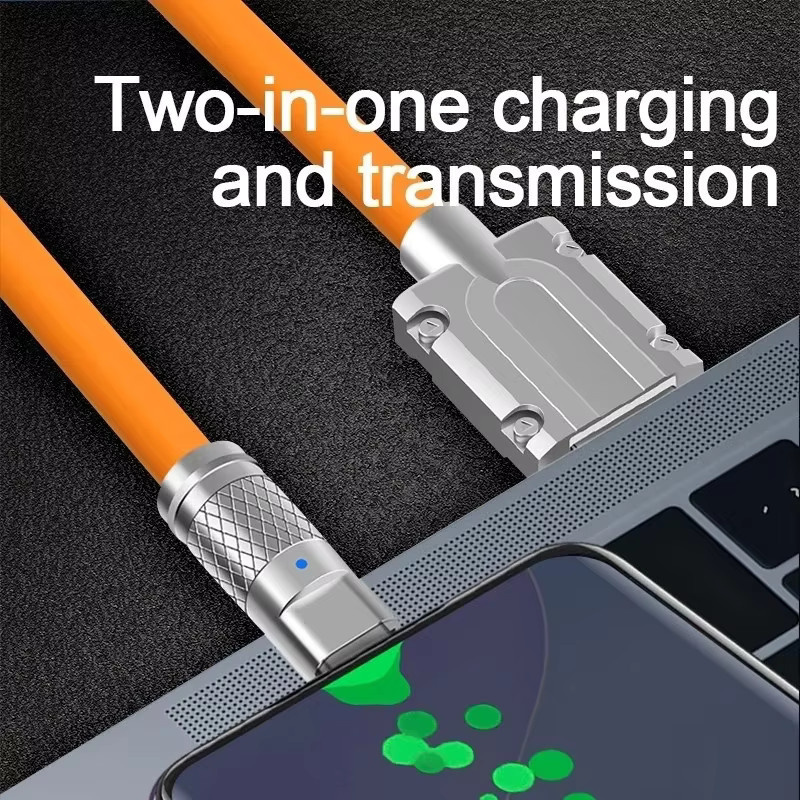 USB-C Schnellladekabel mit 120W und 6A aus Silikon in Orange für Xiaomi, Huawei und Samsung - Bild 6