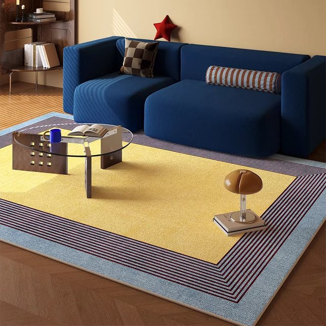 Luxuriöser Wohnzimmerteppich facaishu mit Streifenmuster in modernem Design, weicher Kurzflor-Plüschteppich für Wohnzimmer und Schlafzimmer - Bild 1