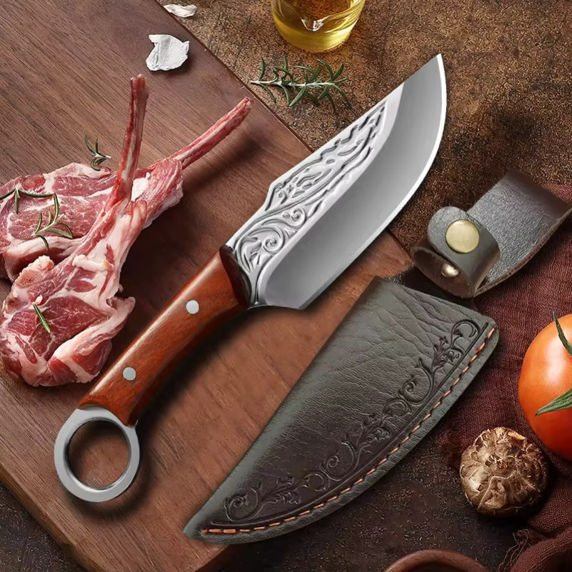 GuanQi Allzweckmesser mit Holzgriff in Braun zum Schneiden von Fleisch und Obst - Bild 4