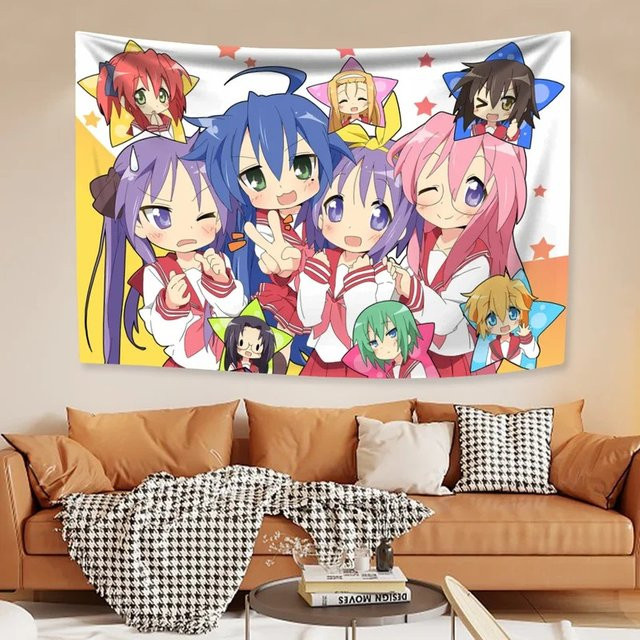 VIKAMA Lucky Star Wandteppich im Otaku-Kawaii-Design, Mehrfarbig - Bild 1