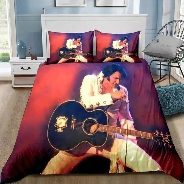 Flylo P-Presley Bettwäsche-Set Retro Elvis Design, 3-teilig aus Mikrofaser, Mehrfarbig, B/H: 220 x 240 cm - Bild 1