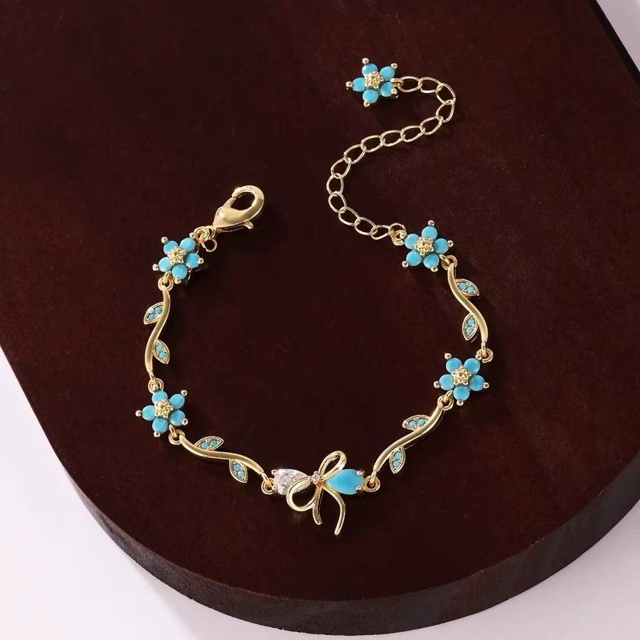 YUYAN Armband, Schmetterling, Türkis-Stein, Zirkonia, Gold, Damen - Bild 2