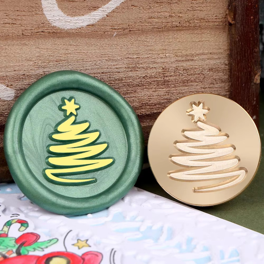 Wachssiegel Stempel mit Weihnachtsbaum und Elch Motiv für DIY Bastelbedarf und Scrapbooking - Bild 3