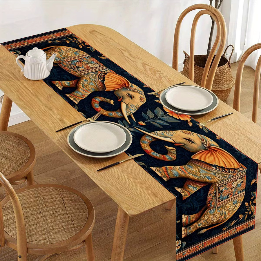 ZZN Tischläufer im Boho-Stil mit indischem Elefanten-Muster, rechteckig, B/H: 183 x 33 cm - Bild 3