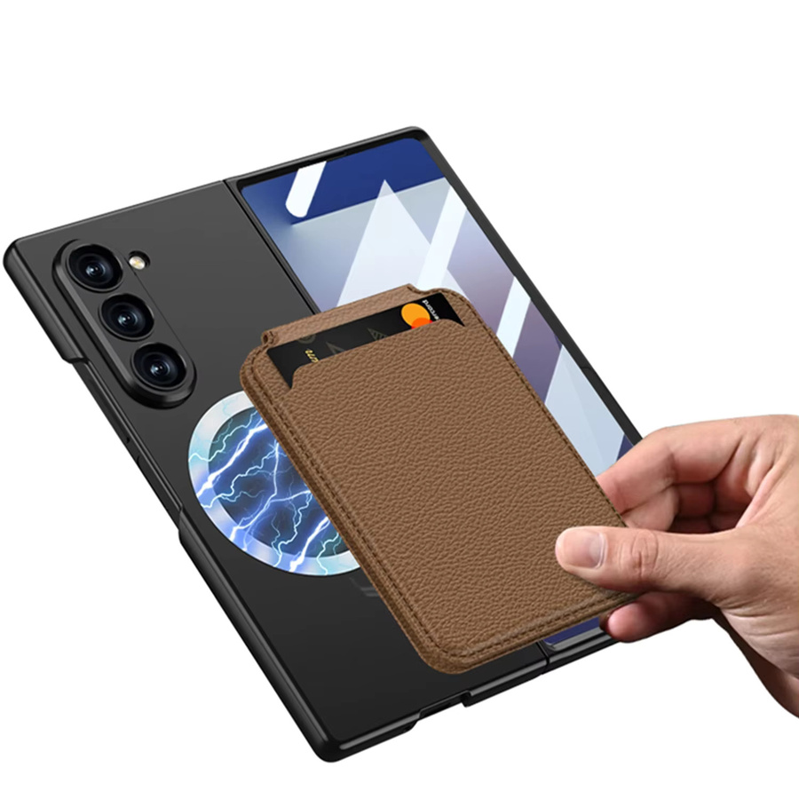 Magnetische abnehmbare Kartenhalter Handyhülle mit gehärtetem Filmschutz für Samsung Galaxy Z Fold 7 und Z Fold 6 in Schwarz oder Grün - Bild 1