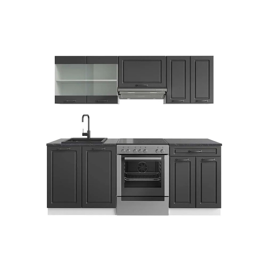 Vicco R-Line Küchenzeile Landhausstil in Anthrazit und Weiß, Breite: 200 cm - Bild 2