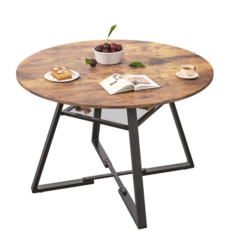 Rosahqnda Runder Esstisch im Retro-Stil aus Holz und Metall, Farbe: Braun, Durchmesser: 120 cm - Bild 5