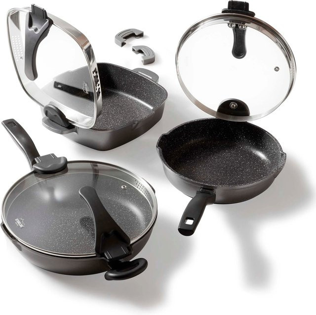 6-teiliges Stoneline Future Kochgeschirr-Set mit Deckeln aus Aluminium und Keramik, Schwarz, Antihaftbeschichtung - Bild 1