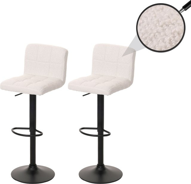 2er-Set MCW Barhocker G87 höhenverstellbar und drehbar aus Stoff Boucle in Creme-Weiß - Bild 1