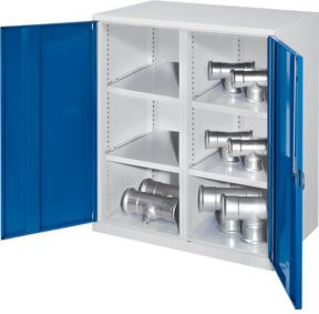 Kappes Schwerlastbeistellschrank Mod. 75 in Grau mit Vollblechtüren, 4 Fachböden und Schloss, B/T/H: 60 x 60 x 111 cm - Bild 1