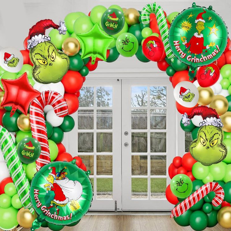 Weihnachtsballon Girlande Bogen Kit in Rot, Grün und Gold mit Sternballons und Zuckerstangen für deine Weihnachtsdekoration - Bild 1