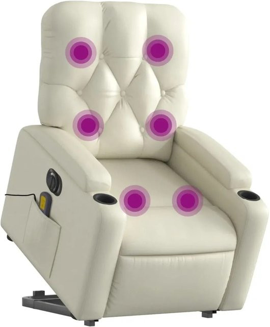 vidaXL Massagesessel Modell 7 mit elektrischer Aufstehhilfe in Creme aus Kunstleder - Bild 1