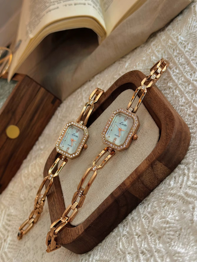 LSVTR Armbanduhr Quarz, Edelstahl, Gold, Perle, Kristall, Damen - Bild 4
