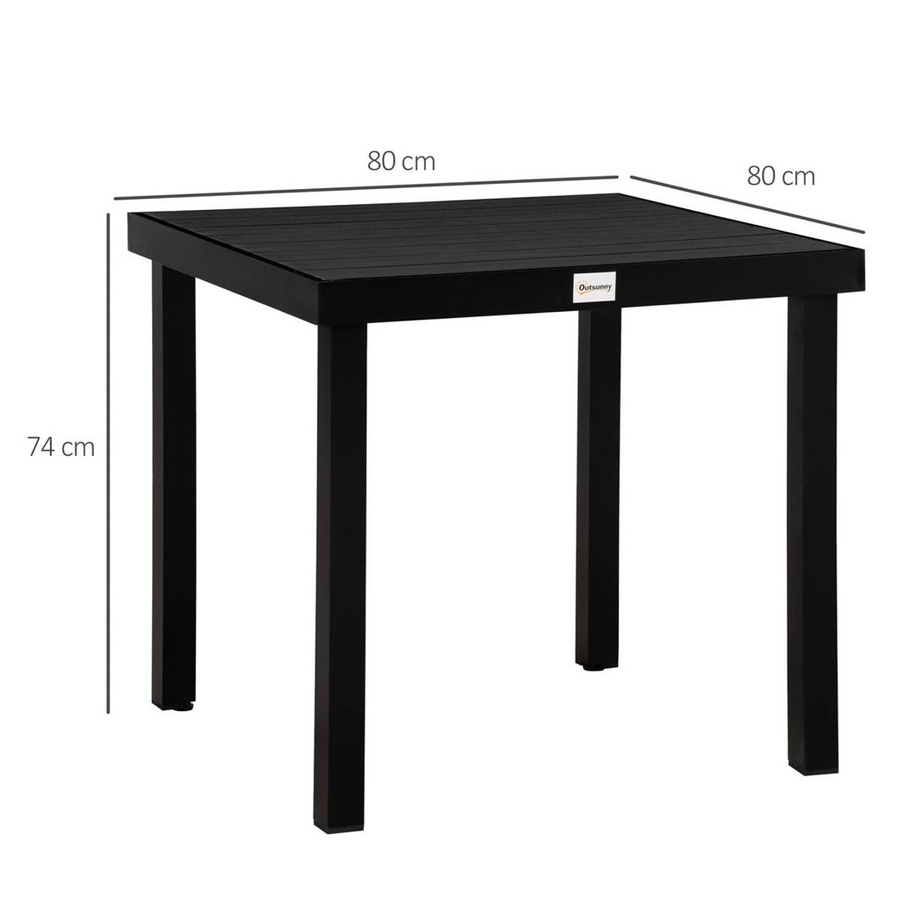 Outsunny Gartentisch aus Aluminium und Kunststoff in Schwarz, quadratisch für Terrasse und Balkon, B/T/H: 78 x 78 x 74 cm - Bild 2