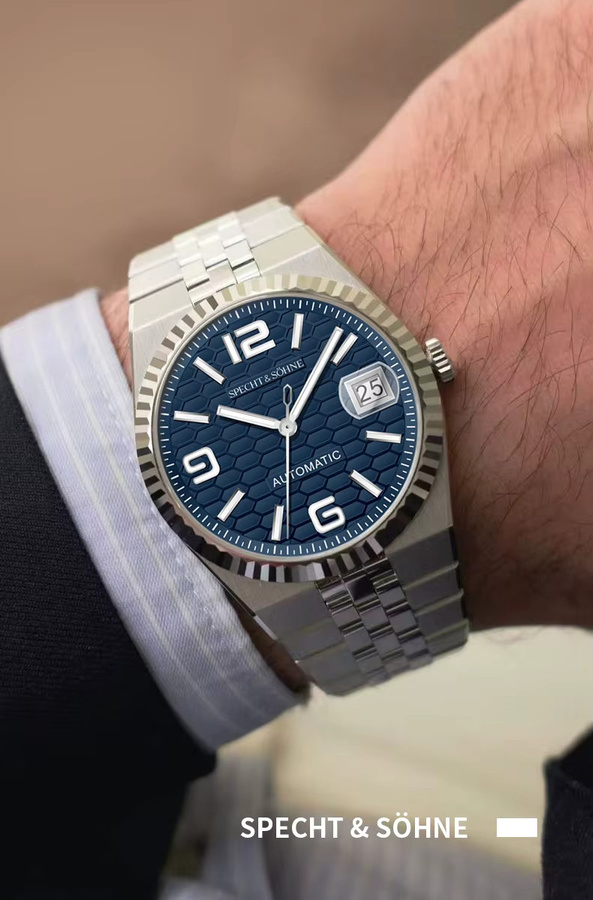Specht & Söhne Armbanduhr Automatik, Edelstahl, Blau, Saphirglas, Herren - Bild 2