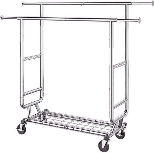 Buying Solutions MB Kleiderständer mit Doppelstange aus Carbonstahl, höhenverstellbar und ausziehbar, Farbe Chrom - Bild 1