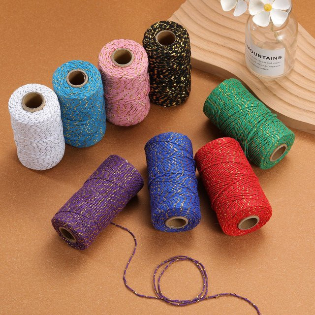 Zweifarbige Baumwollschnur mit goldenem Faden für DIY und Geschenkverpackungen, 100 Yards, 2 mm - Bild 1