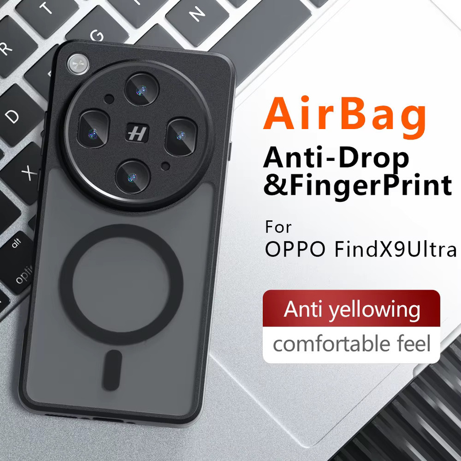 Magnetische Acryl-Matte Handyhülle für OPPO Find X9 Ultra, stoßfeste transparente Magsafe Schutzhülle mit hartem Bumper, Schwarz - Bild 2
