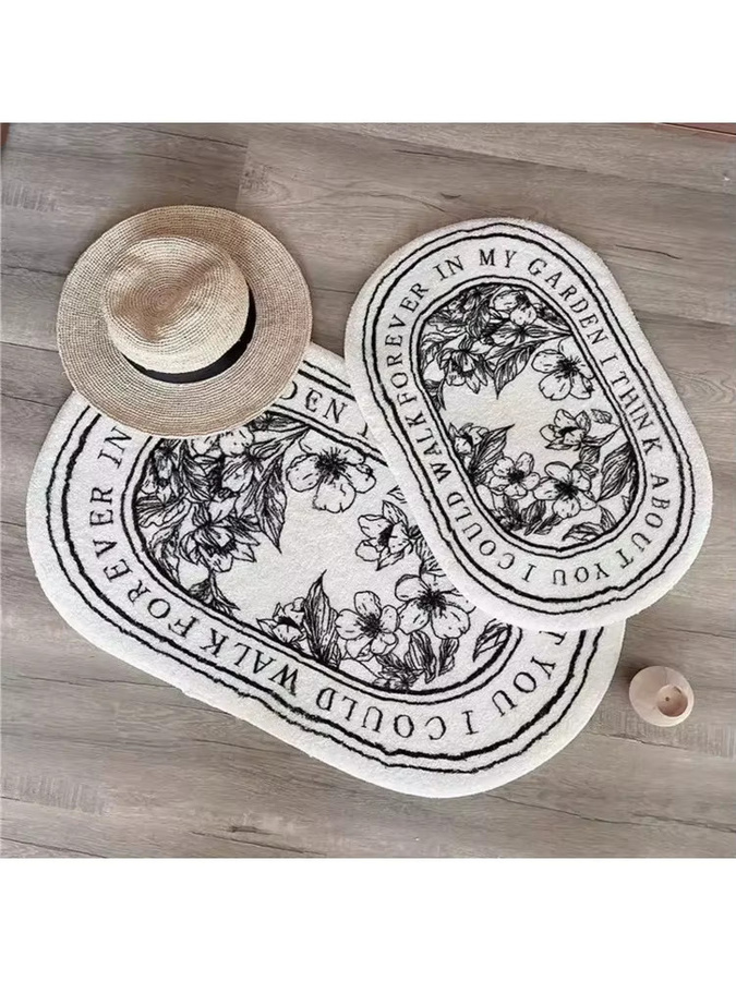 VIKAMA Rutschfeste Badematte mit floralem Design in Weiß, saugfähige Fußmatte für Badezimmer, Küche oder Eingangsbereich, Breite: 60 cm, Tiefe: 40 cm - Bild 3