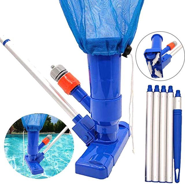 Mujin Schwimmbad Reinigung Set mit Vakuum Saugkopf und Bodenbürste in Blau - Bild 1