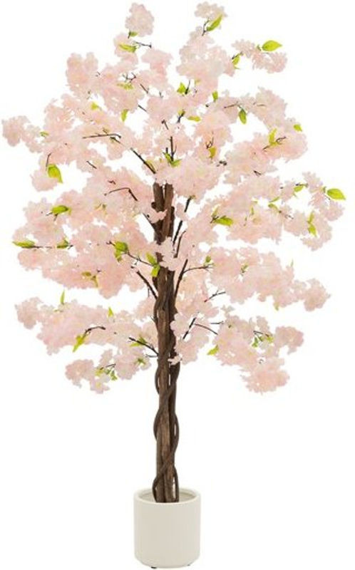 Künstlicher Kirschbaum ML-Design in Rosa und Grün mit Naturholzstamm im Topf, Höhe: 150 cm - Bild 1
