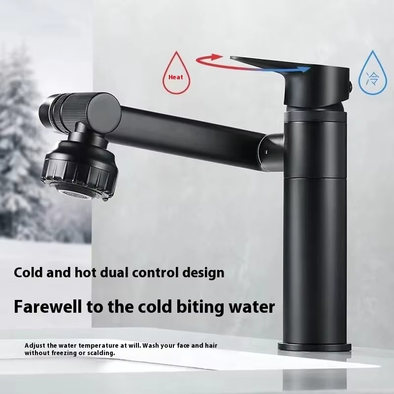 ZEXEF Schwenkbarer Badezimmer-Wasserhahn mit 1080 Grad Rotation für das Waschbecken, Mischbatterie mit Spritzbelüfter zur Deckmontage - Bild 4