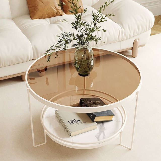 Changhong Couchtisch aus transparentem Glas, runder minimalistischer Beistelltisch für dein Wohnzimmer - Bild 1