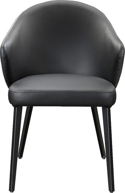 Mibelly Stuhl in Schwarz mit Lederbezug und Armlehnen, Breite: 58 cm - Bild 1