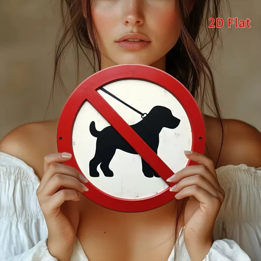CIFBUY Rundes Metall-Warnschild Hunde verboten in Rot mit Hundemotiv für Wand und Garten, Durchmesser: 20 cm - Bild 3