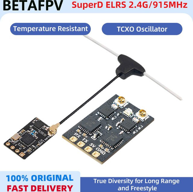 BETAFPV SuperD ELRS 2,4G/915MHz Diversity Empfänger für FPV Long Range Drohnen in Schwarz - Bild 1