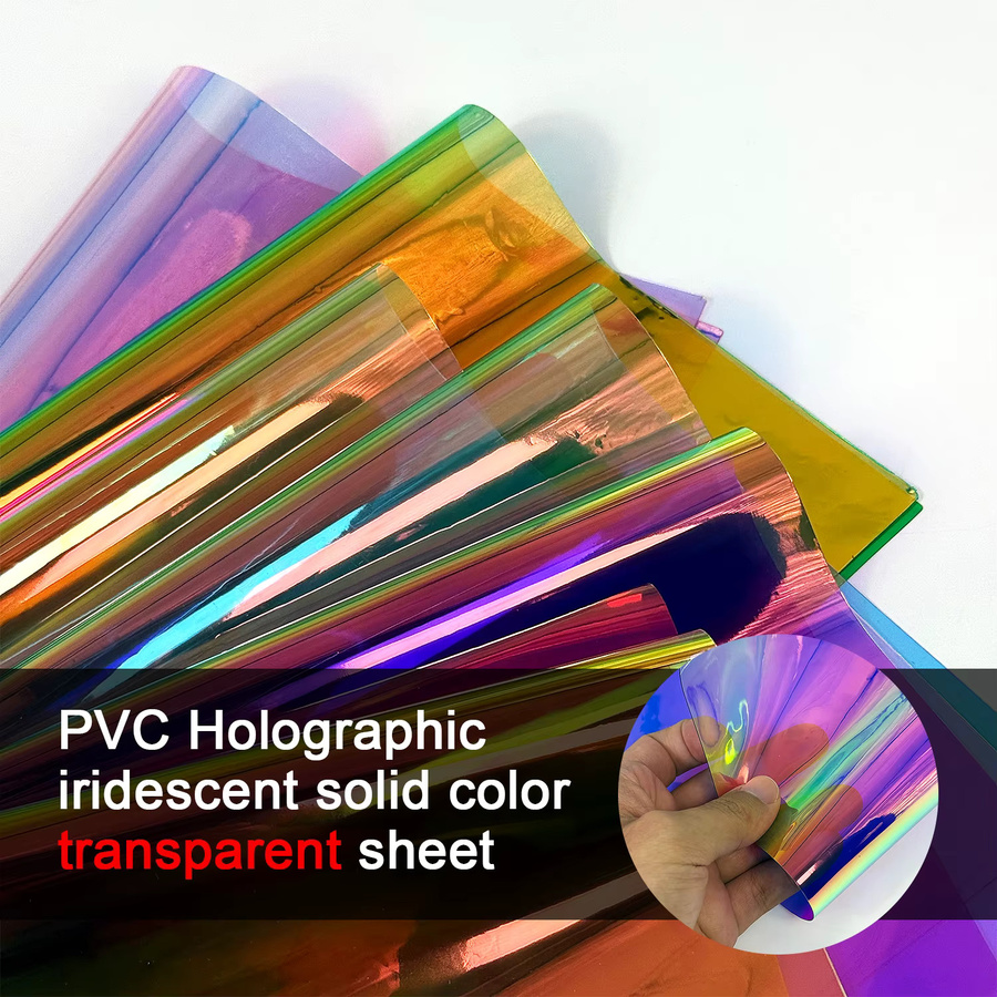 Holografische PVC-Folie in Transparent Multicolour, wasserfestes Material für Kunst und Handwerk, B: 20 cm, H: 30 cm - Bild 3