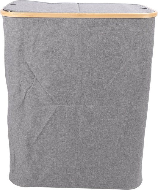 Wäschekorb mit Deckel und herausnehmbaren Wäschebeuteln von aimo in Grau, B/T/H: 70 x 37 x 37 cm - Bild 1
