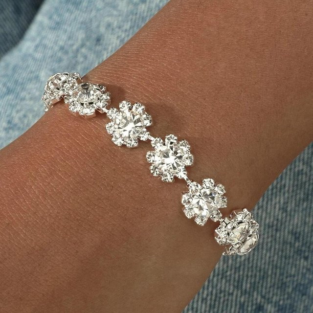 Armband, Blumenmuster, Diamanten, Silber, Damen - Bild 1