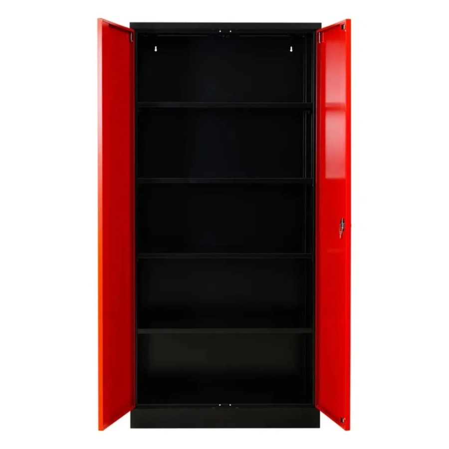 PROREGAL Stahlschrank Bee mit 6 lackierten Fachböden, Korpus Anthrazit und Front Feuerrot, H x B x T: 195 x 92 x 50 cm - Bild 2