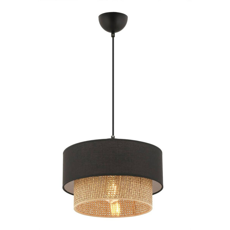 Opviq Pendelleuchte Echo in Beige und Schwarz aus Baumwolle mit E27 Fassung, B/H/T: 30 x 65 x 30 cm - Bild 2