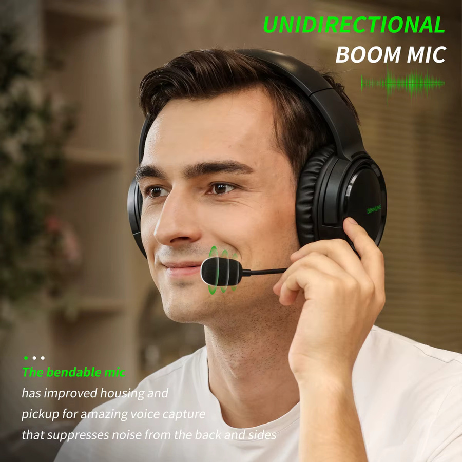 BINNUNE BG02 Gaming-Headset mit Mikrofon für PS5, PS4, Xbox Series, Xbox One, PC und Switch, kabelgebundene Gaming-Kopfhörer in Schwarz oder Weiß - Bild 3