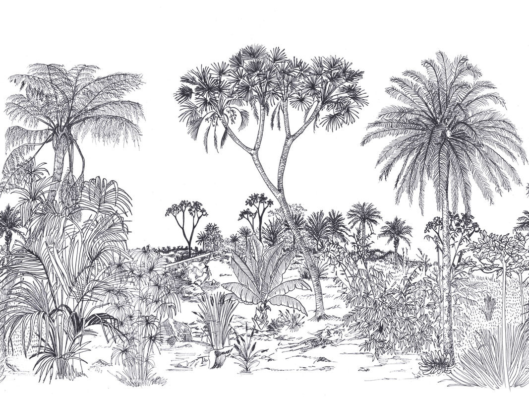 Tenue de Ville Mural Savane Wandtapete Botanisches Design in Grau, B: 300 cm, H: 100 cm - Bild 3
