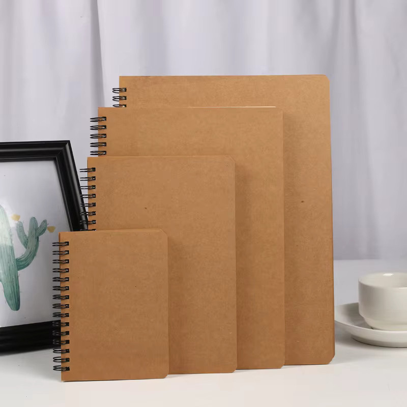 Retro Kraftpapier Notizbuch und Skizzenbuch mit Spiralbindung in Beige und Braun - Bild 2